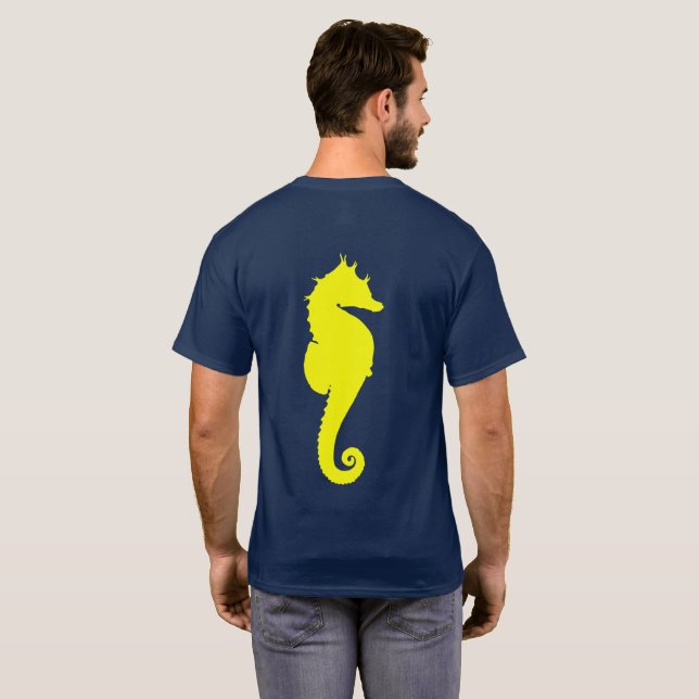 Camiseta Cavalo-marinho amarelo (Parte Traseira Completa)