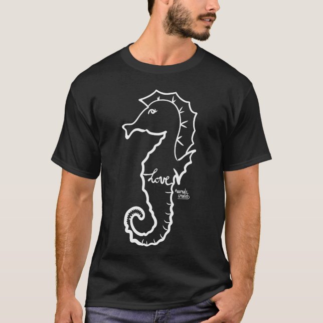Camiseta Cavalo-marinho amor retrô (Frente)