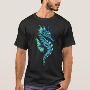 Camiseta Cavalo-marinho Aquarela azul