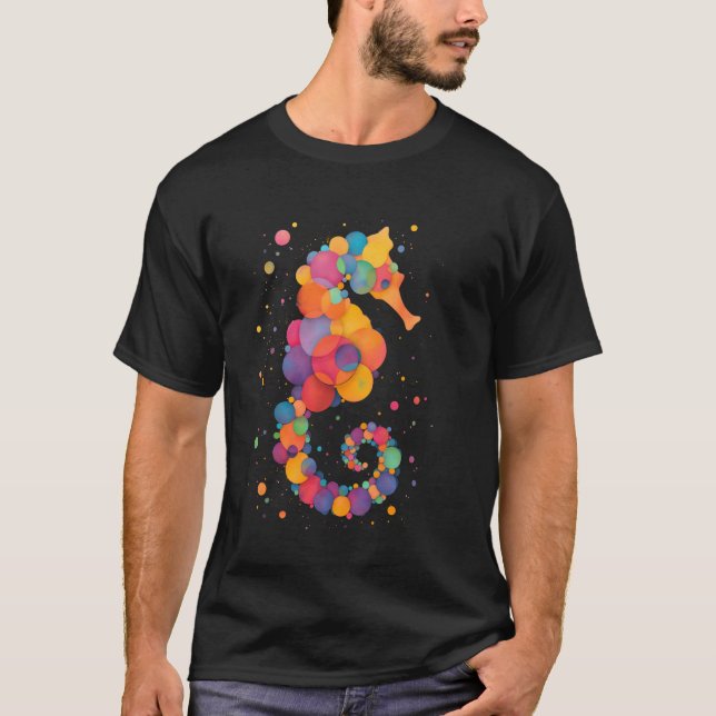Camiseta Cavalo-marinho colorido (Frente)