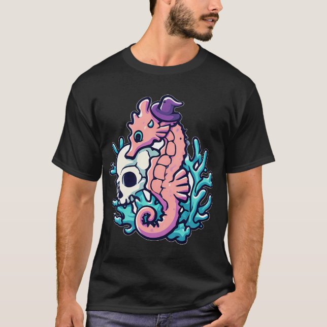 Camiseta Cavalo-Marinho de Chapéu de Bruxa (Frente)