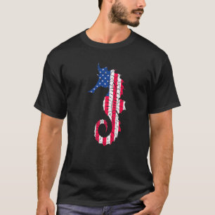 Camiseta Cavalo Marinho do Dia 4 de Julho Bandeira American