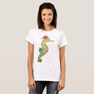 Camiseta Cavalo marinho em um design náutico do Natal do