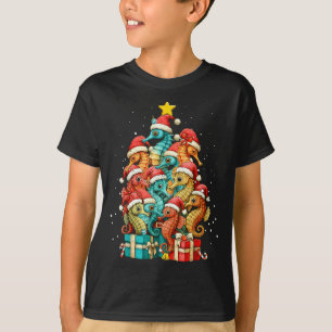 Camiseta Cavalo-Marinho Fofo Le Peixe Marinho Árvore de Nat