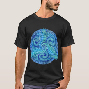Camiseta Cavalo-Marinho Tríscel Azul Mandala Celta