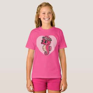 Camiseta Cavalo-Marinho Vermelho Kawaii no Coração
