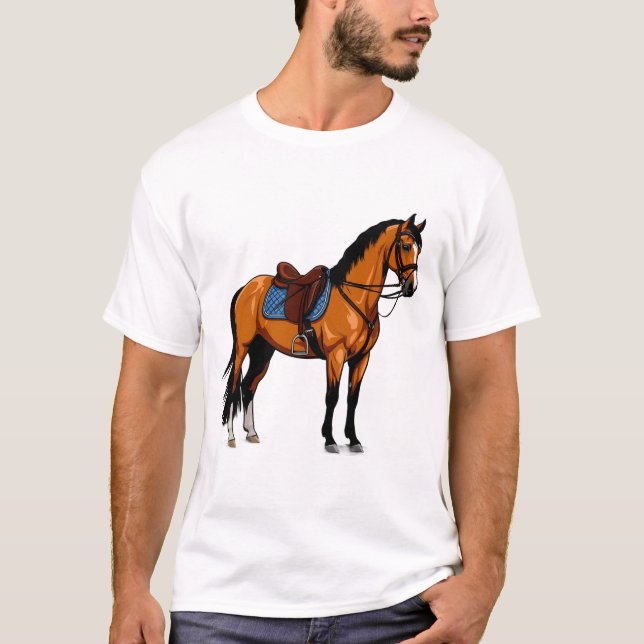 Camiseta Cavalo Marrom Com Sela (Frente)