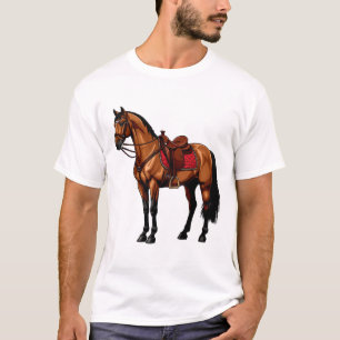 Camiseta Cavalo Marrom Com Sela
