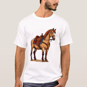 Camiseta Cavalo Marrom Com Sela