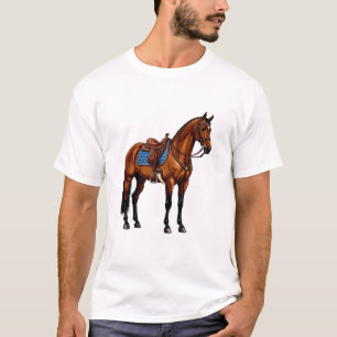 Camiseta Cavalo Marrom Com Sela