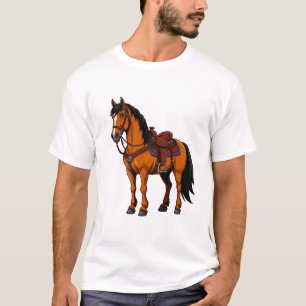 Camiseta Cavalo Marrom Com Sela
