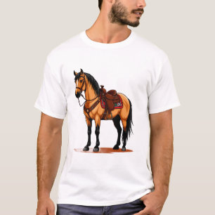 Camiseta Cavalo Marrom Com Sela