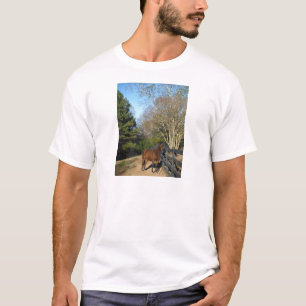 Camiseta Cavalo Marrom Contra uma Cerca