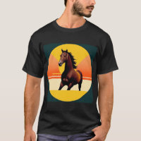 Cavalo Marrom Elegante em Pôr do Sol Vibrante