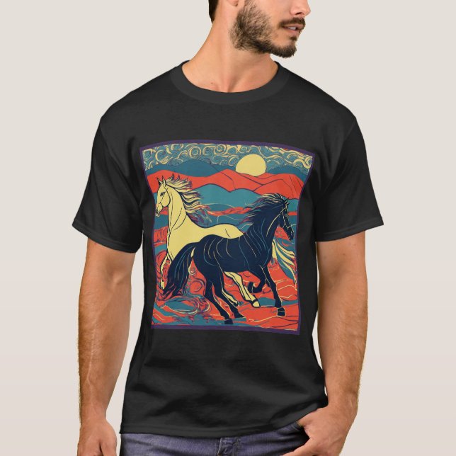 Camiseta "Cavalo Marrom Majestoso: Vinheta de Cartoon Whims (Frente)
