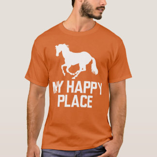 Camiseta Cavalo Meu Lugar Feliz Engraçado