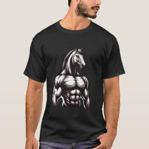 Camiseta Cavalo Muscular Levantamento de Peso Treino de Aca