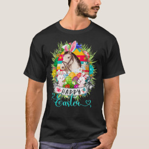 Camiseta Cavalo Na Cesta De Ovos De Páscoa Coelhinhos Feliz