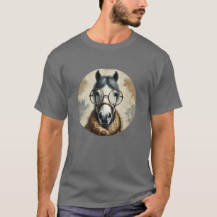Camiseta Cavalo na moda com Óculos - Arte Venenosa Engraçad
