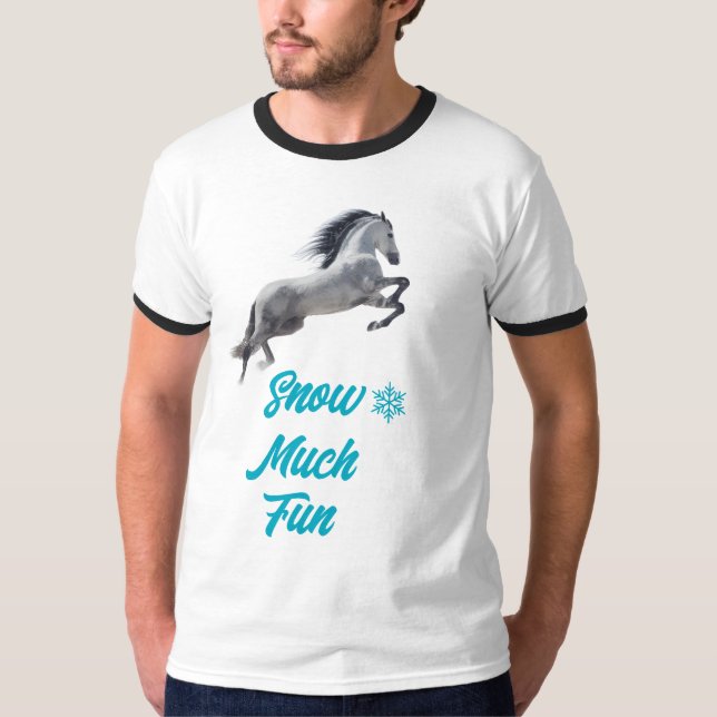 Camiseta Cavalo na neve muito divertido (Frente)