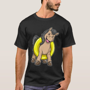Camiseta Cavalo na praia com anel de Natação