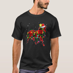 Camiseta Cavalo  Natal  Chapéu do Papai Noel Luzes de Natal