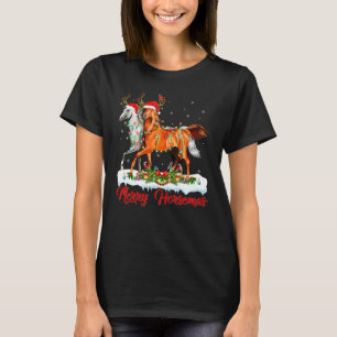Camiseta Cavalo Natal  Xmas Luz Santa Cavalo Alegre Chri