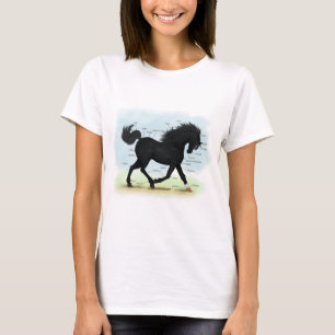 Camiseta Cavalo Negro com Gráfico de Anatomia de Estrelas 