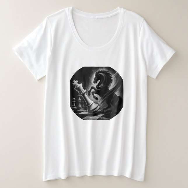 Camiseta Cavalo Negro Dramático vs. Rei - Trabalho de arte  (Frente do Design)