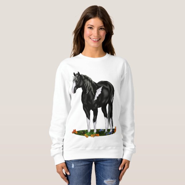 Camiseta Cavalo Negro e Branco Sobreposto (Frente Completa)