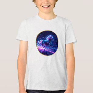 Camiseta **Cavalo Neon Cibernético – Arte Futurista Glowing