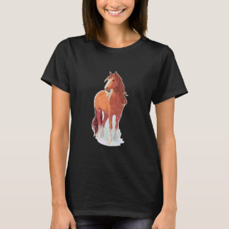 Camiseta Cavalo Neve Dono de Cavalo Montando Inverno Amante