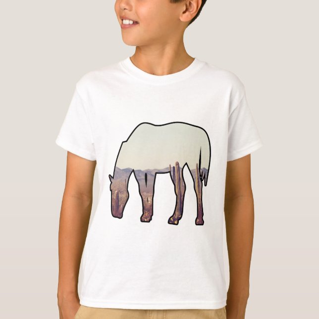 Camiseta cavalo ocidental com cactos (Frente)