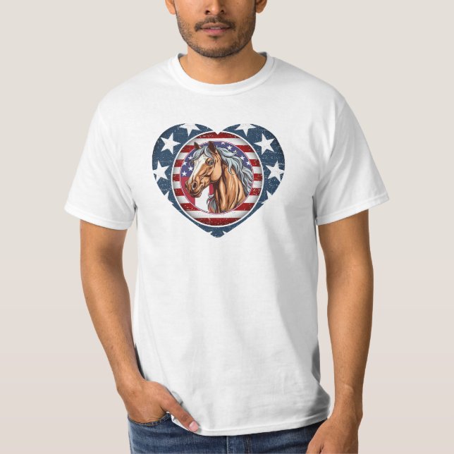 Camiseta Cavalo Ocidental Patriótico dos EUA (Frente)