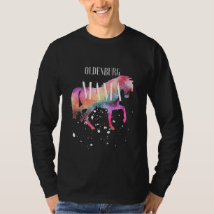 Camiseta Cavalo Oldenburg Mama Galáxia Menina Equestre