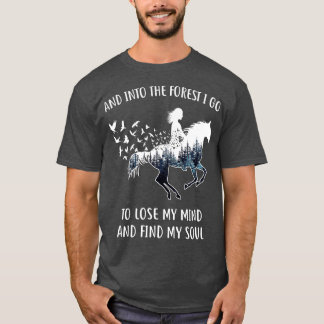 Camiseta Cavalo para mulheres na floresta Eu vou cavalar Ri