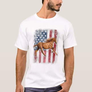 Camiseta Cavalo Patriótico Bandeira Americana
