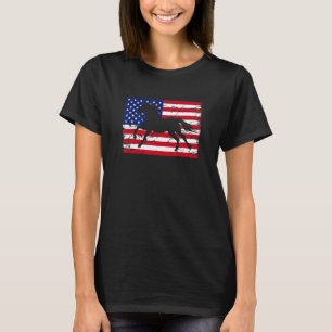 Camiseta Cavalo Patriótico Bandeira Americana Cavalgar Long