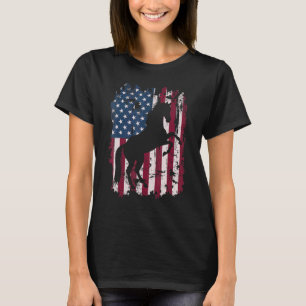 Camiseta Cavalo Patriótico Bandeira Americana Cavalgar Long