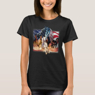 Camiseta Cavalo Patriótico Bandeira Americana Gráfico de