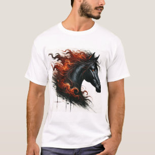 Camiseta Cavalo Preto com Crina Flamejante
