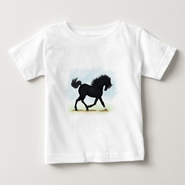 Camiseta Cavalo Preto com Estrela e Meia (Black Beauty) (Frente)