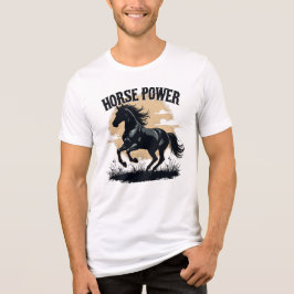 Camiseta Cavalo Preto Corcel Potência Correndo Western Rúst