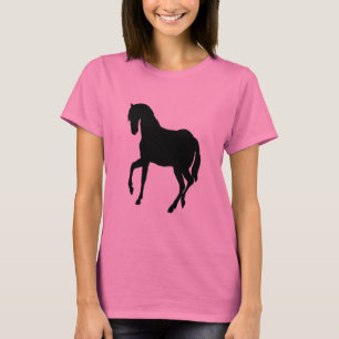 Camiseta Cavalo preto da beleza bonito em senhoras