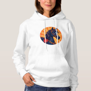 Camiseta Cavalo Preto de Desenho Animado com Fundo Vibrante