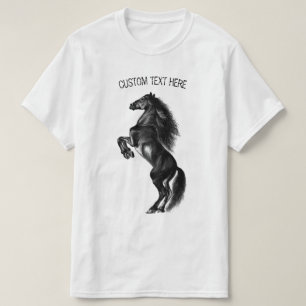 Camiseta Cavalo Preto - Desenho - Adicione Seu Texto