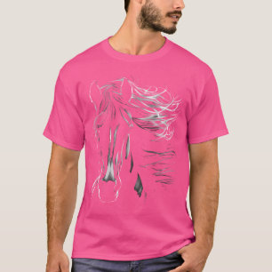 Camiseta Cavalo Preto Majestoso Com Mão Fluente
