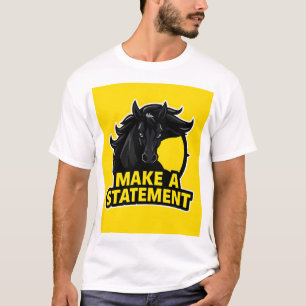 Camiseta Cavalo Preto Ousado com Texto Motivacional