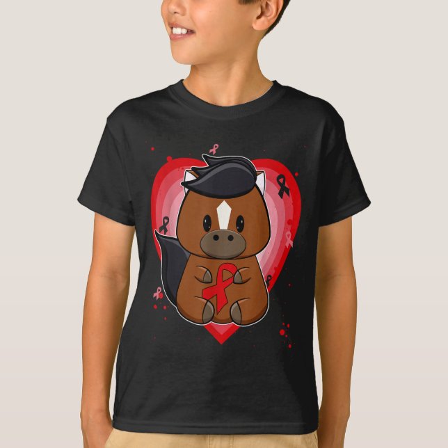 Camiseta Cavalo Puro-Sangue Com Fita Consciente da Doença C (Frente)