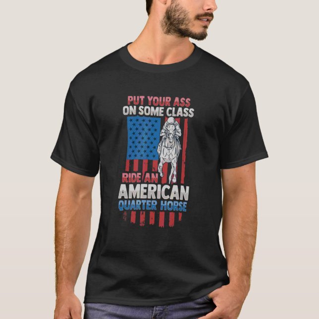 Camiseta Cavalo Quarter Americano Para Um Quarto Cavaleiro  (Frente)